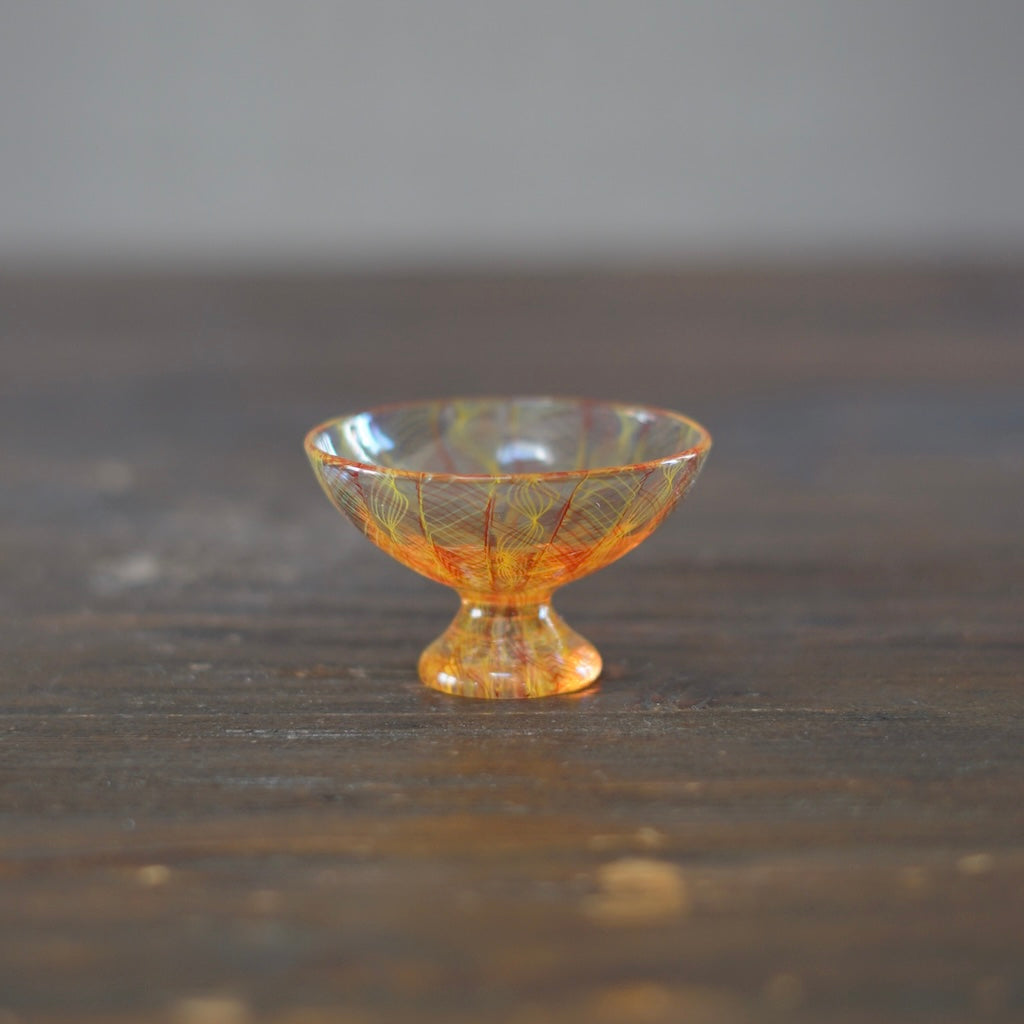 Orange Lace Glass GUINOMI Sake Cup #U9B