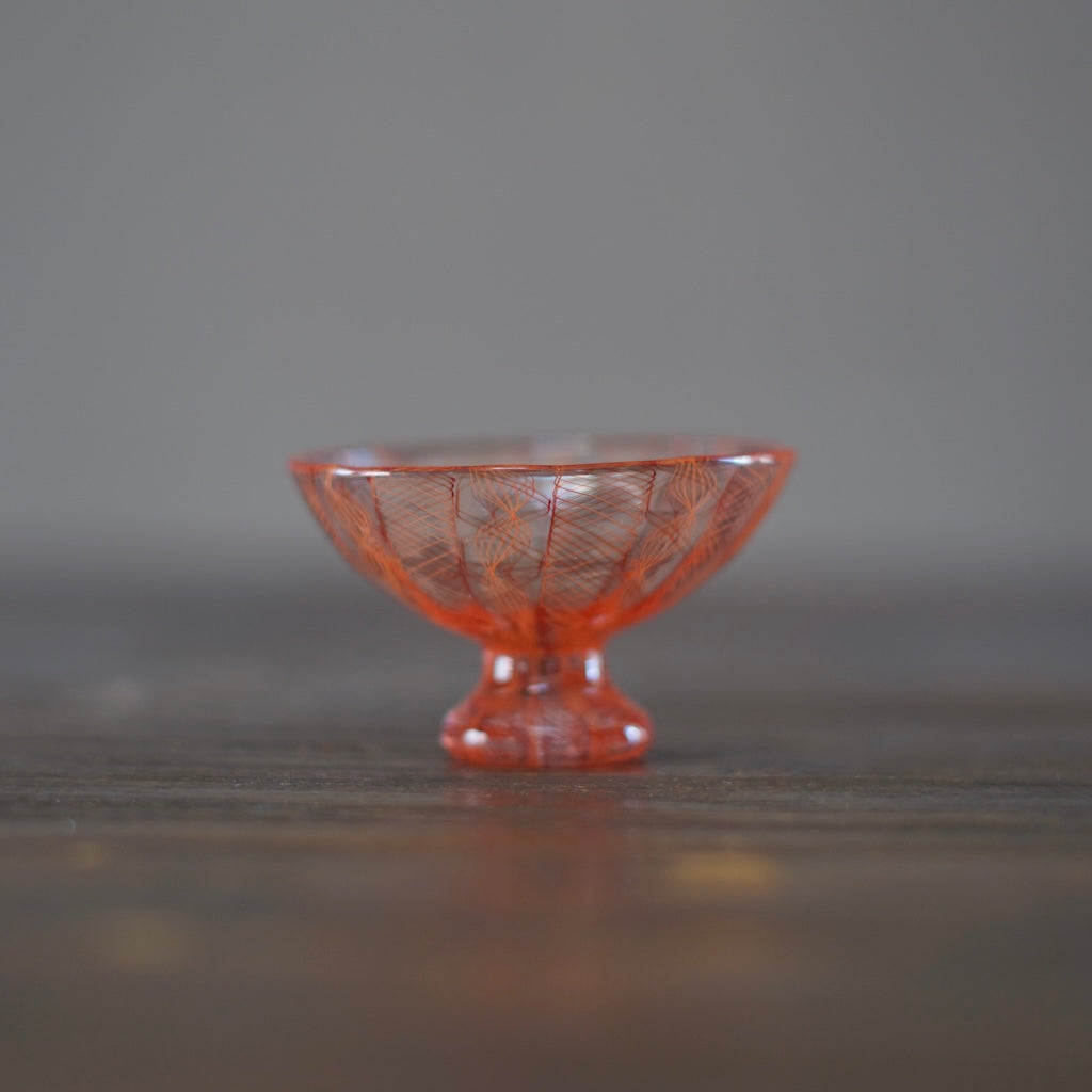 Red Lace Glass GUINOMI Sake Cup #U9C