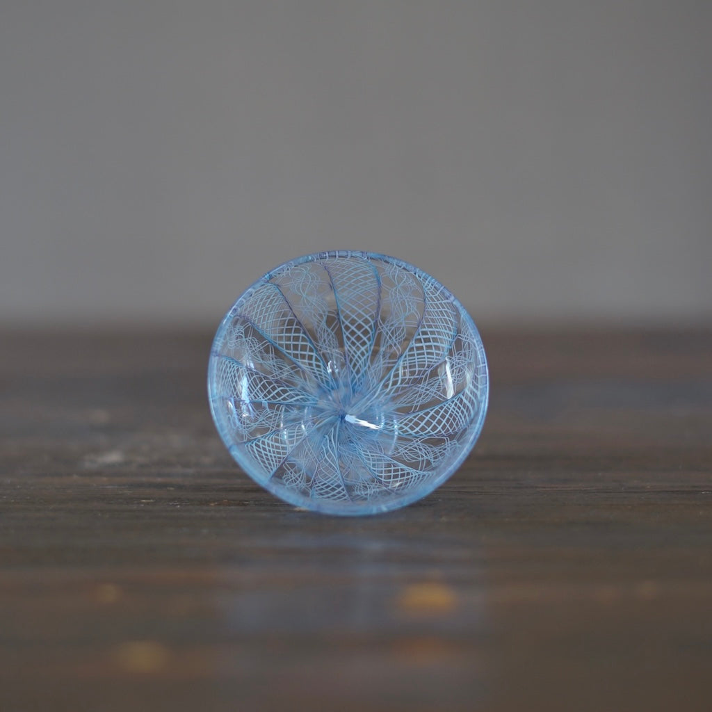 Blue Lace Glass GUINOMI Sake Cup #U9D