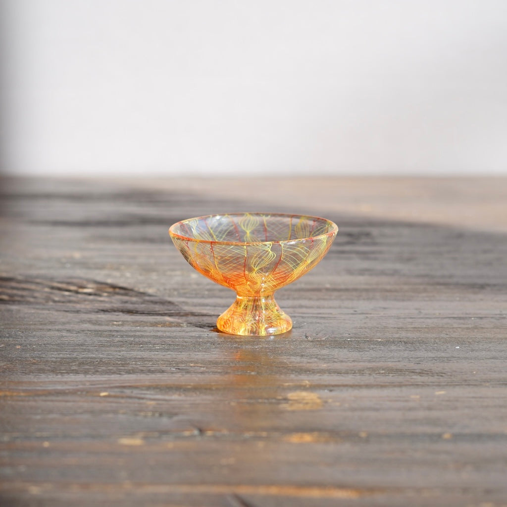 Orange Lace Glass GUINOMI Sake Cup #U9B