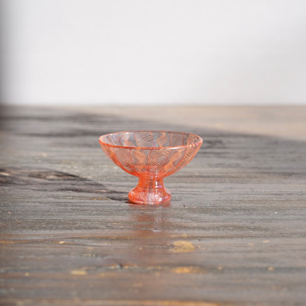 Red Lace Glass GUINOMI Sake Cup #U9C
