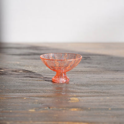 Red Lace Glass GUINOMI Sake Cup #U9C