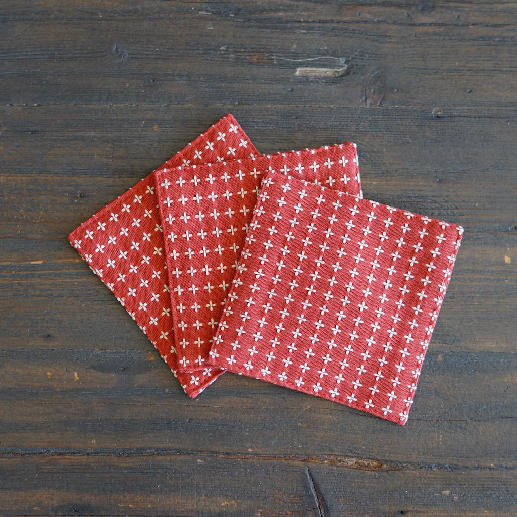 JUJISASHIKO Red Cotton Coaster