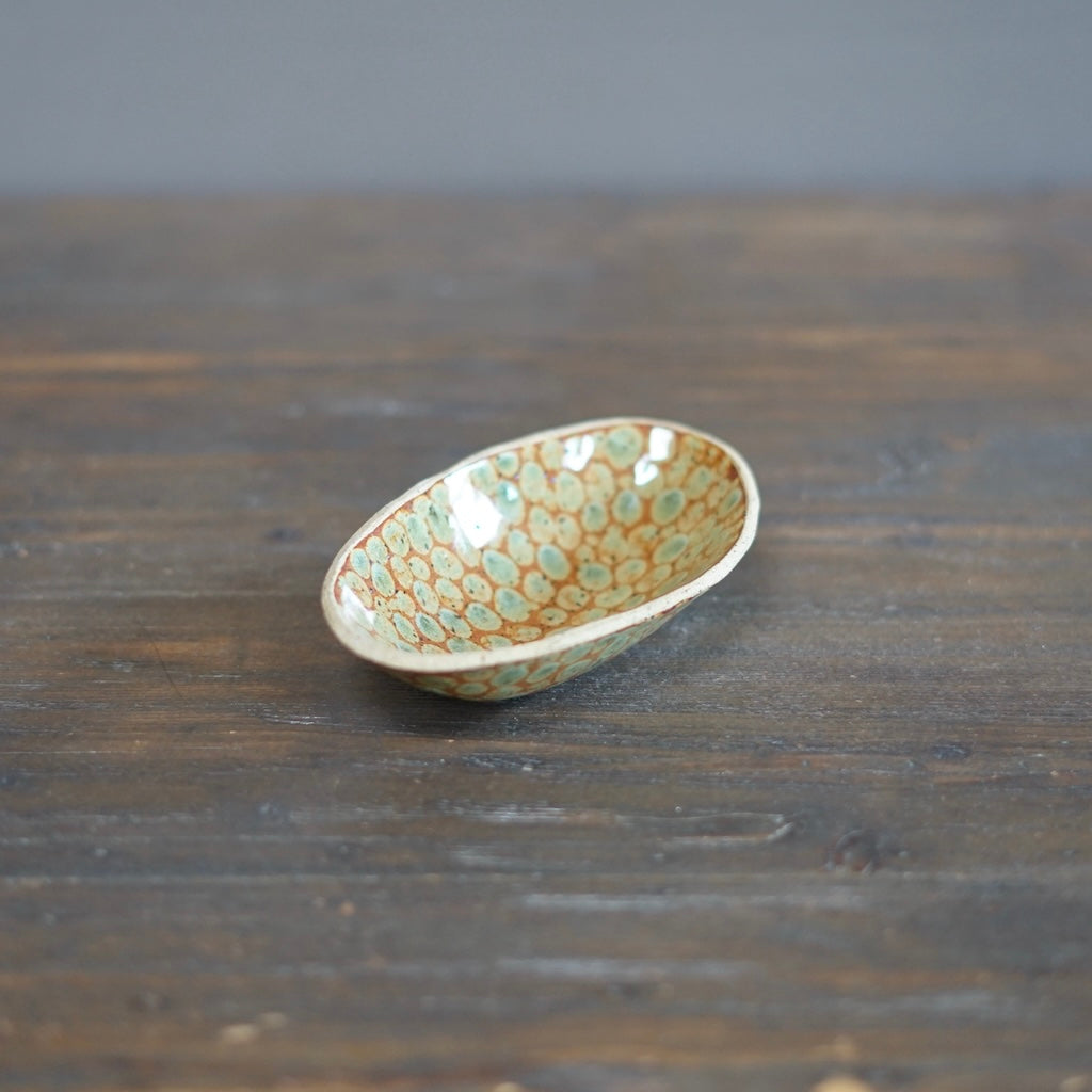 Brown Dots Small Oval Plate #LK831B