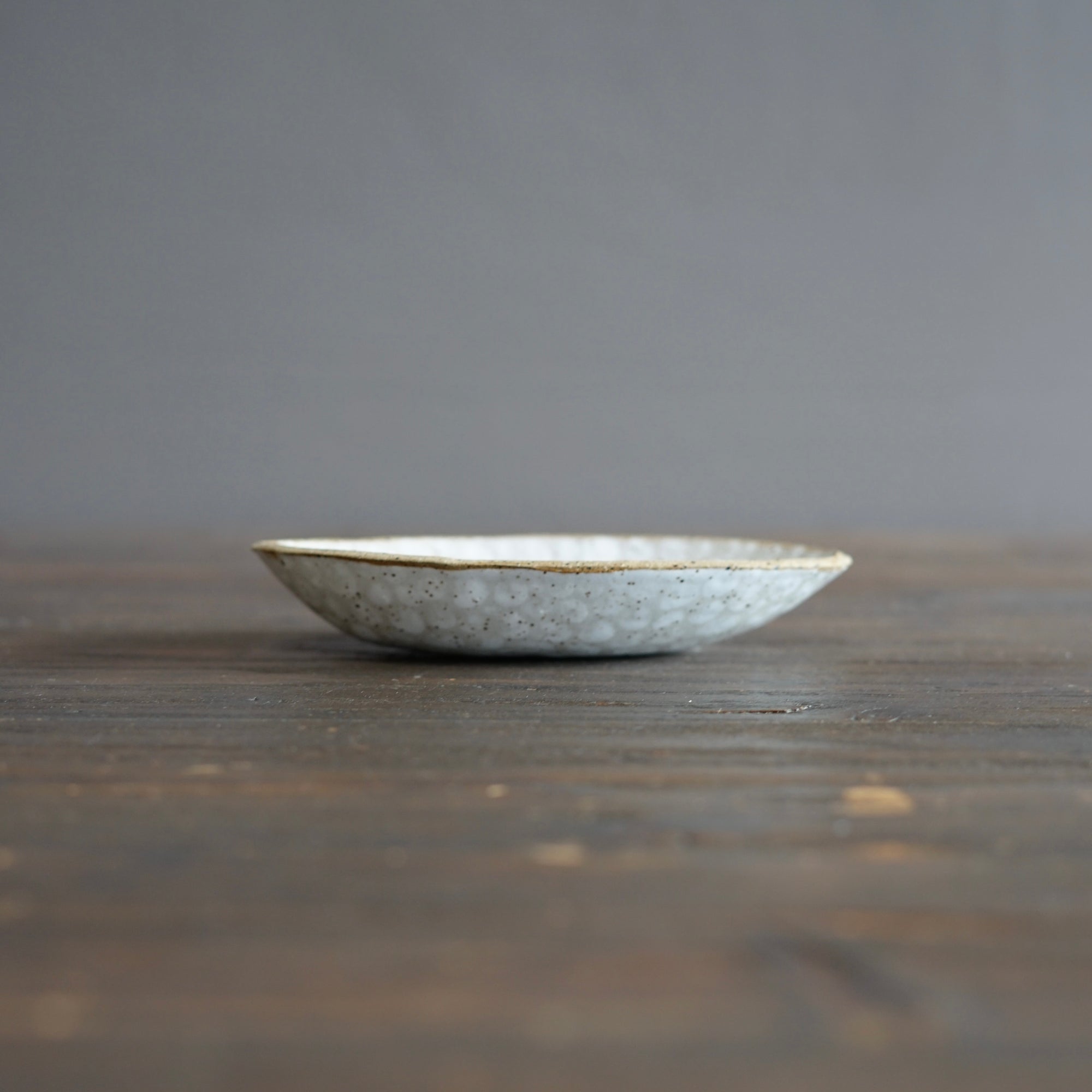 White Dots Small Oval Plate #LK830B