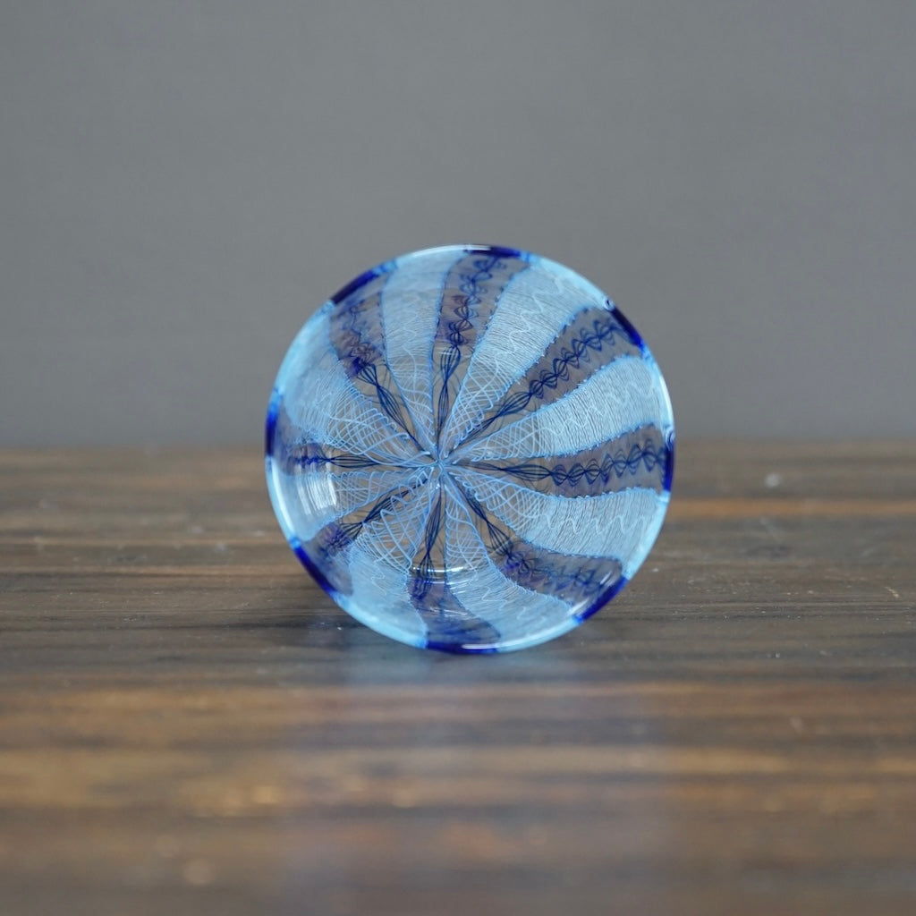 Blue / White Lace Glass Tumbler #U1i