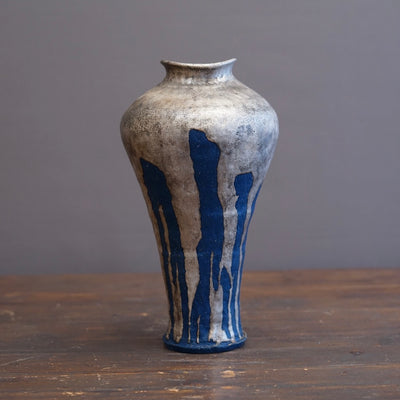 Silver / Blue Tall Flower Vase #HT45