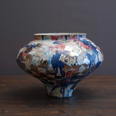 Polychrome Jar with Platinum Checker #HT14