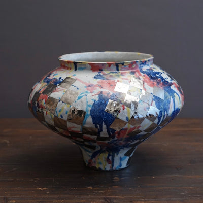Polychrome Jar with Platinum Checker #HT14