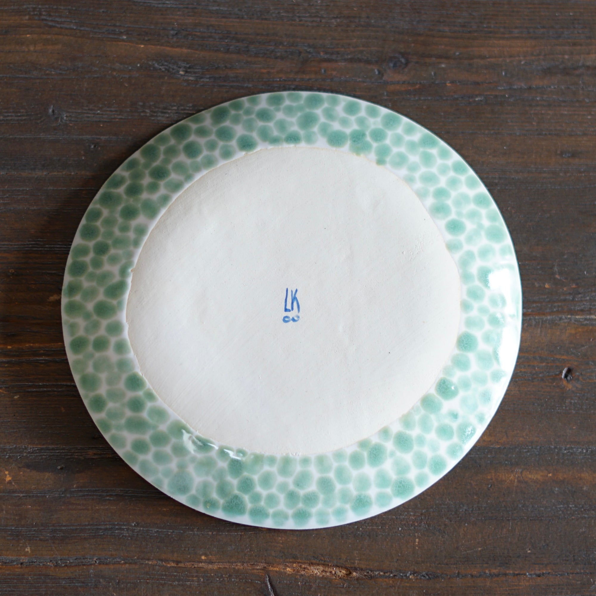 Green Dots Medium Plate #LK833B