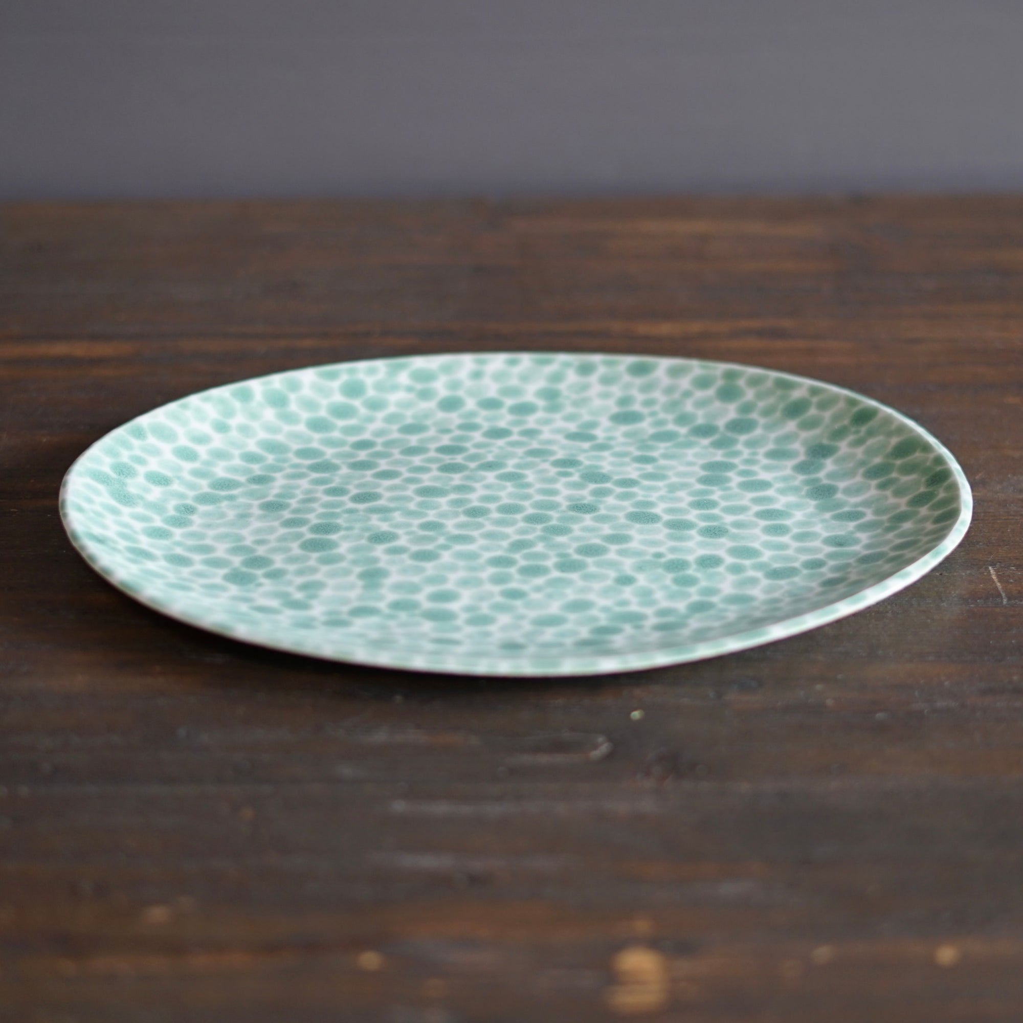Green Dots Oval Serving Plate #LK828B