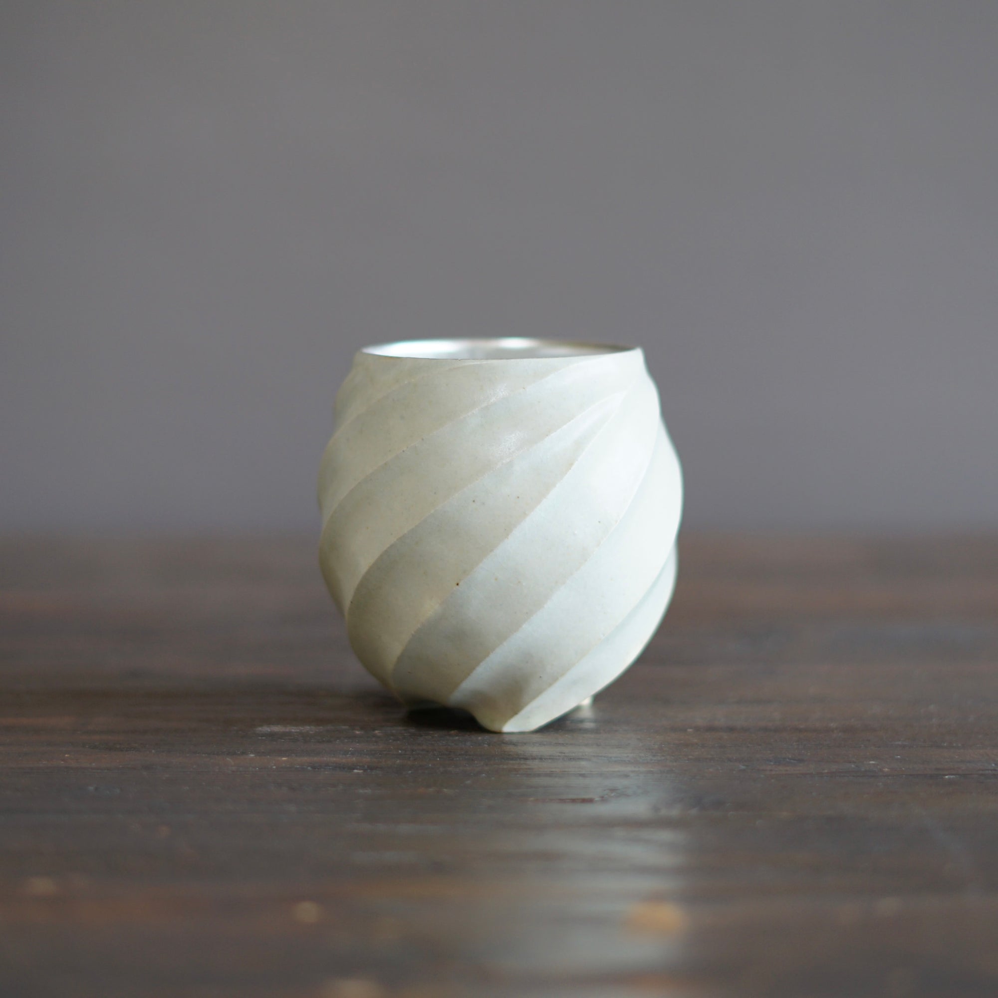 Silver Luster Twisted YUNOMI Tea Cup #OMT118A