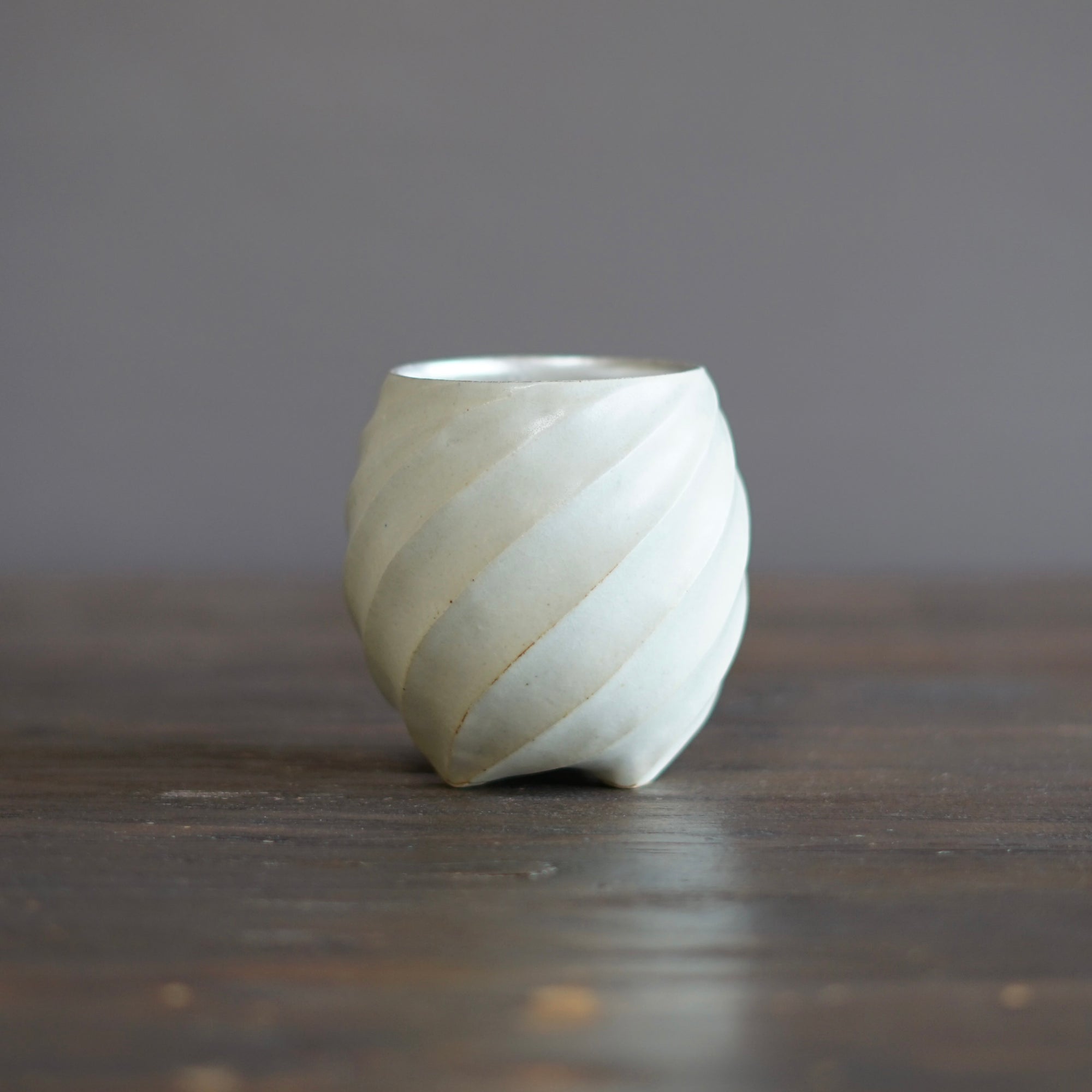 Silver Luster Twisted YUNOMI Tea Cup #OMT118C