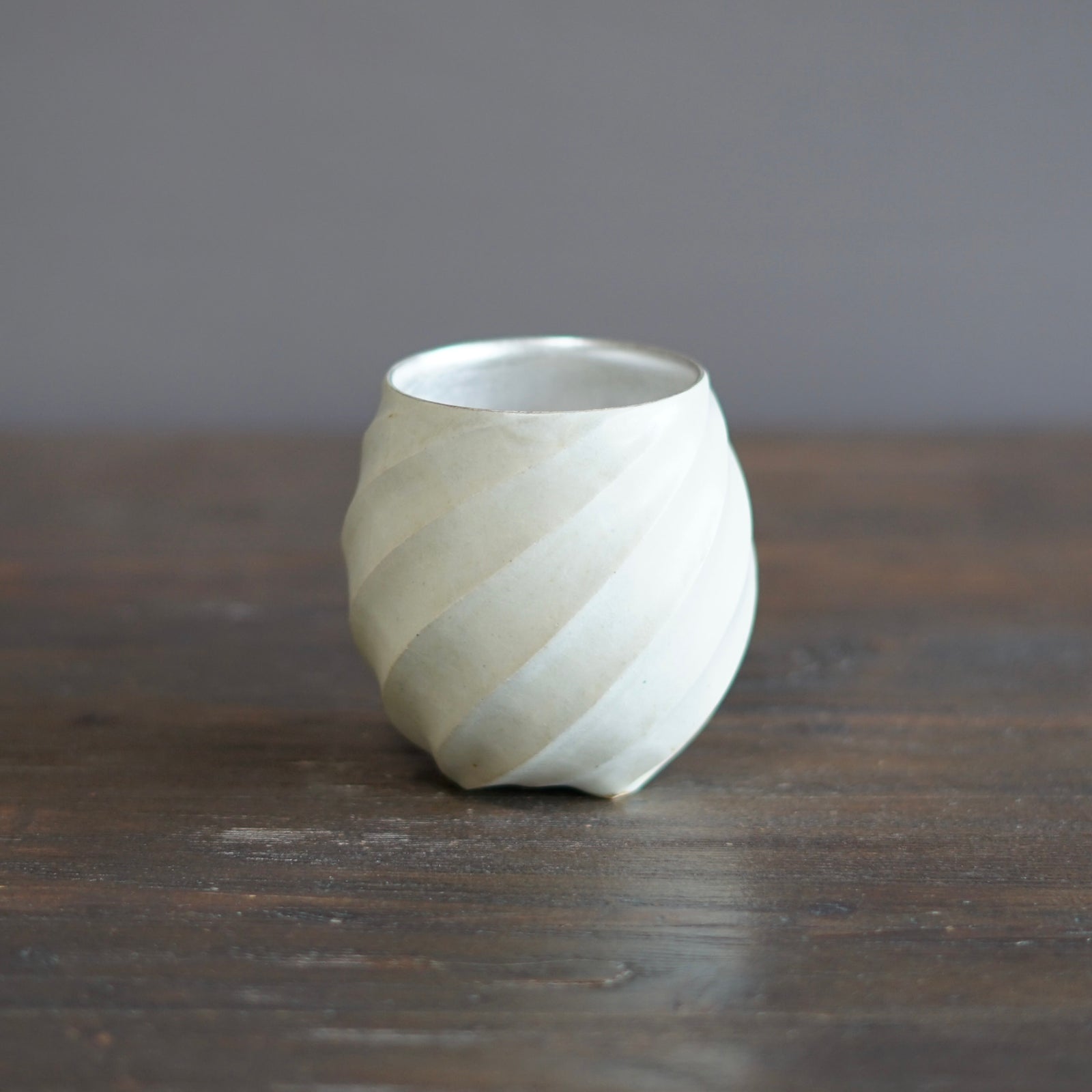 Silver Luster Twisted YUNOMI Tea Cup #OMT118D