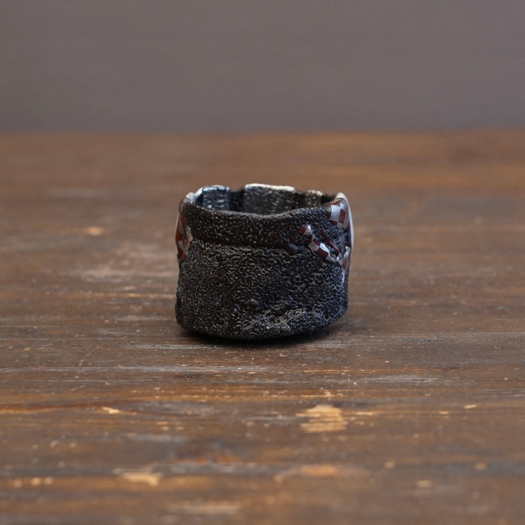 Black and Platinum Half & Half Sake Cup #HT112