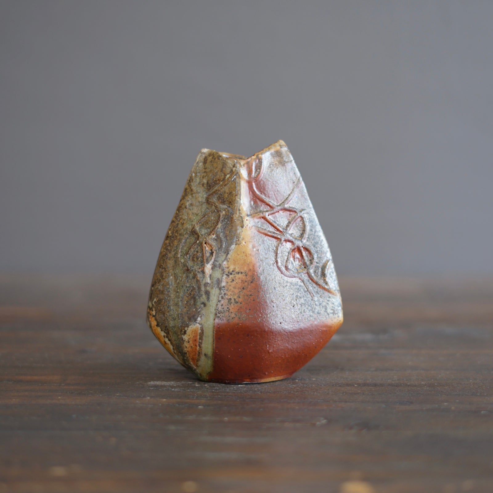 Wood Fired Arrow Flower Vase #BC69A