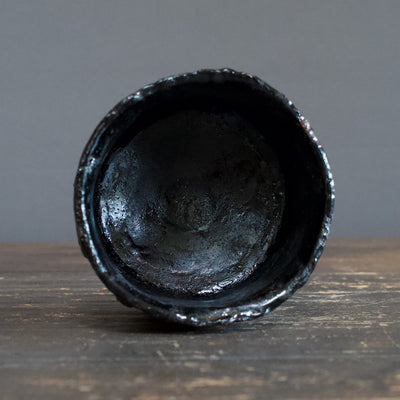 MASHIRA Black RAKU SHINOGI Tea Ceremony Bowl #AN35