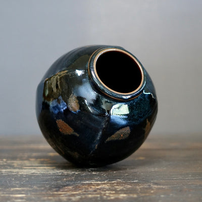 Tenmoku Jar Flower Vase #MW96