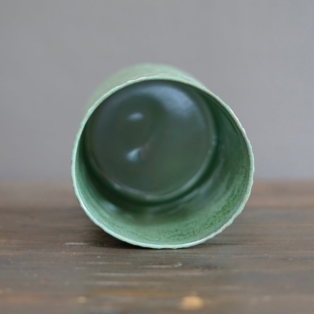 Luster Green Carved Large Cylinder #LK838