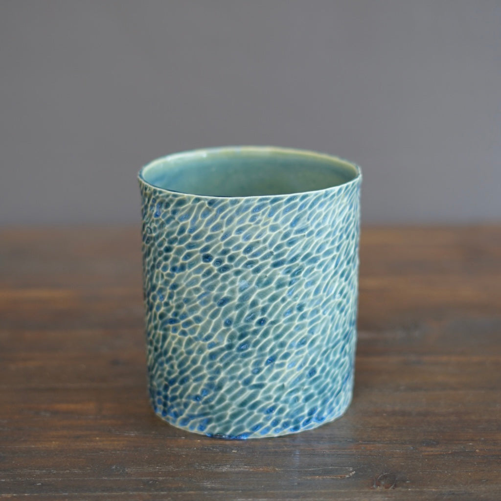 Light Blue Carved Medium Cylinder #LK845