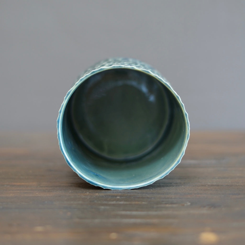 Light Blue Carved Medium Cylinder #LK845