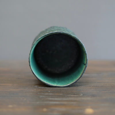 Black Green Carved Medium Cylinder #LK846