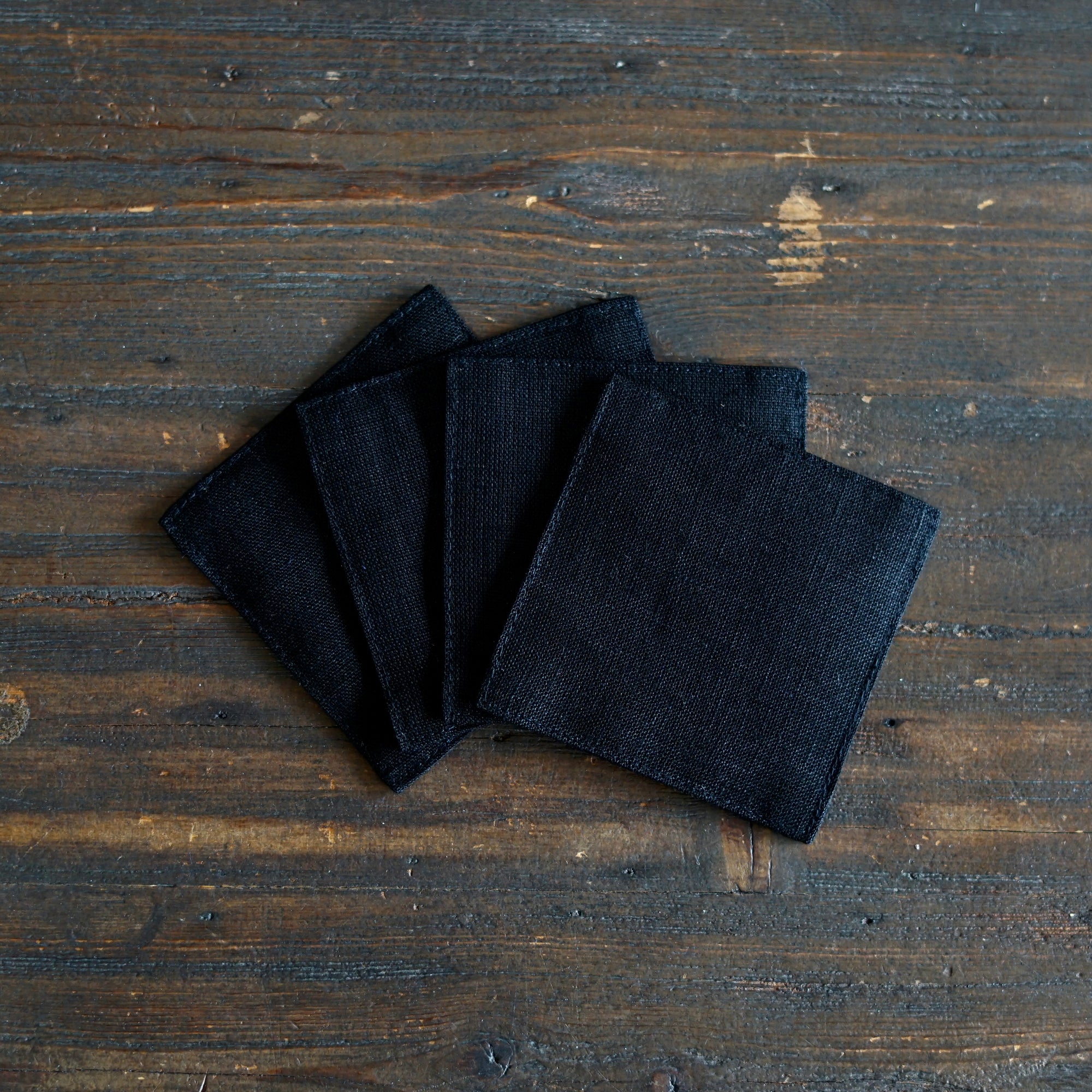 Black Linen Coasters Set of 4 #FL-17
