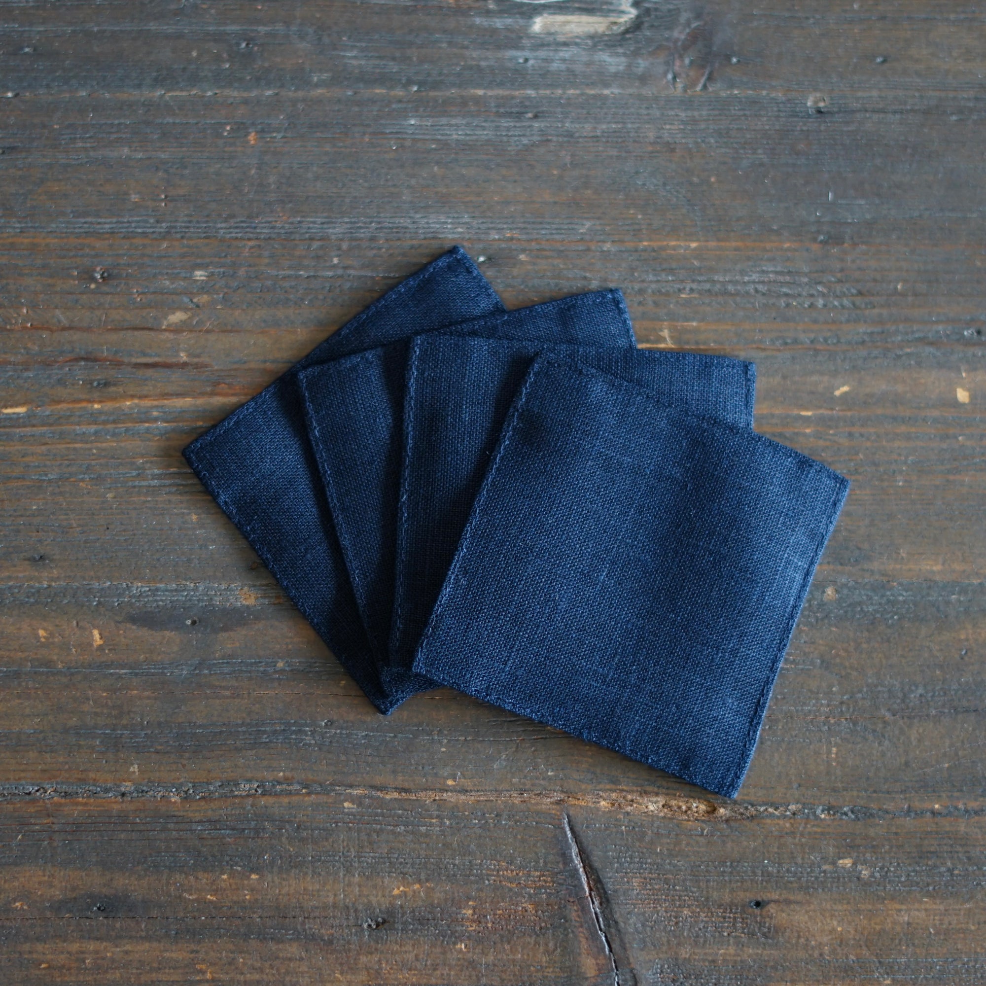 Black Navy Linen Coaster Set of 4#FL-2286