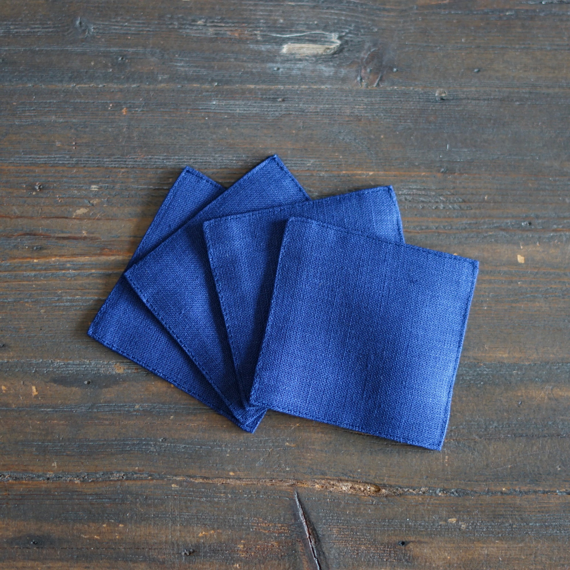 Navy Linen Coaster Set of 4 #FL-2286