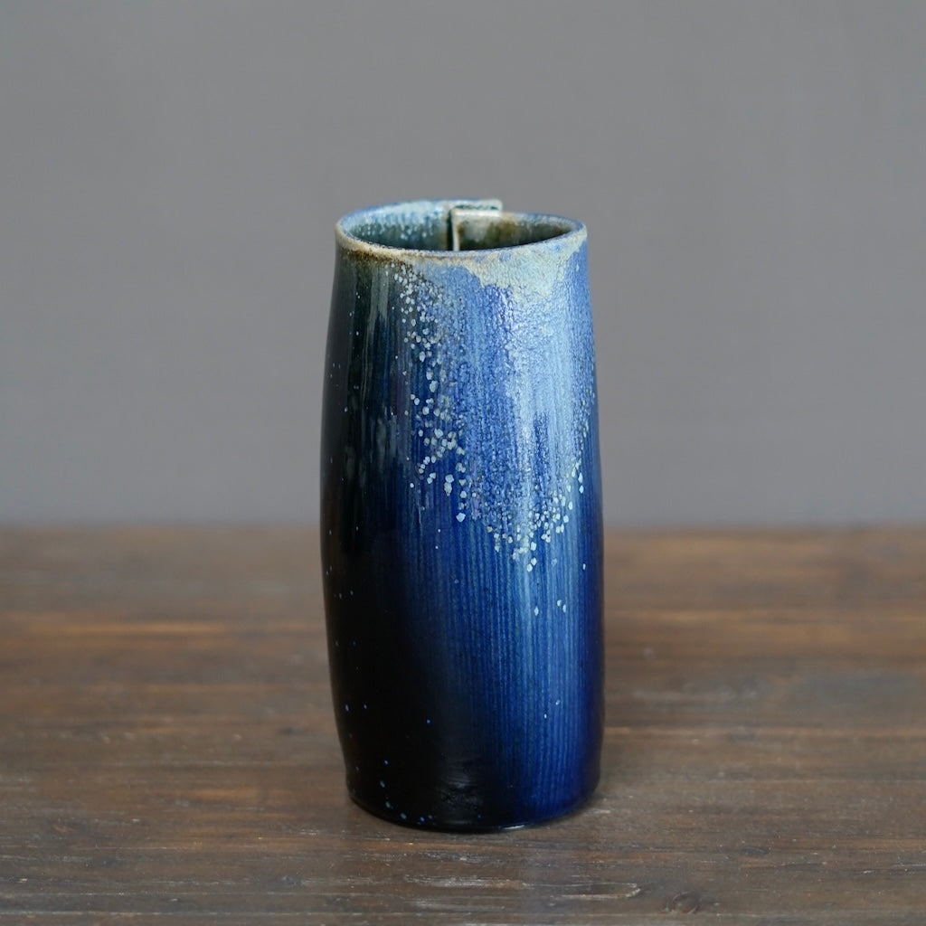 Wraps Blue Tenmoku Tall Flower Vase #KY174B