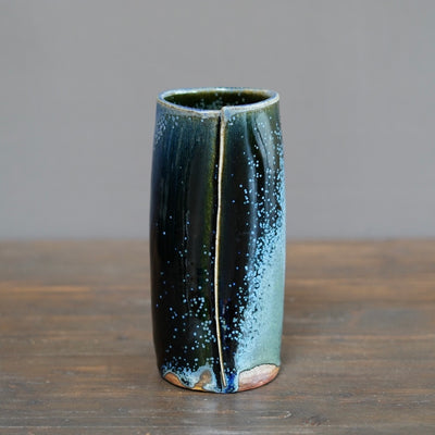 Wraps Blue Tenmoku Tall Flower Vase #KY174B