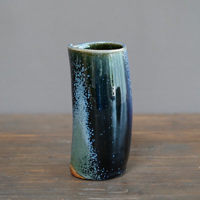 Wraps Blue Tenmoku Tall Flower Vase #KY174B