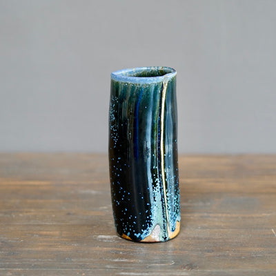 Wraps Blue Tenmoku Flower Vase #KY175