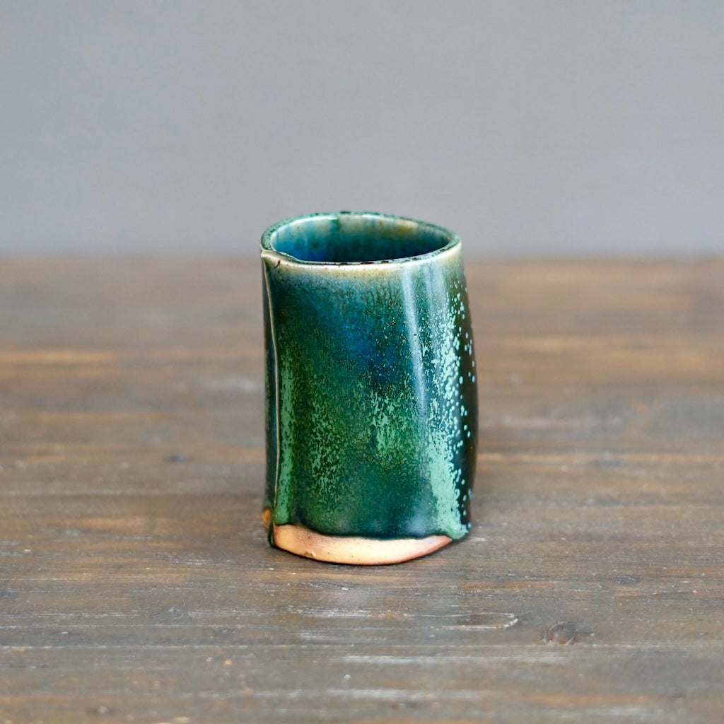 Wraps Blue Tenmoku Short Flower Vase #KY176