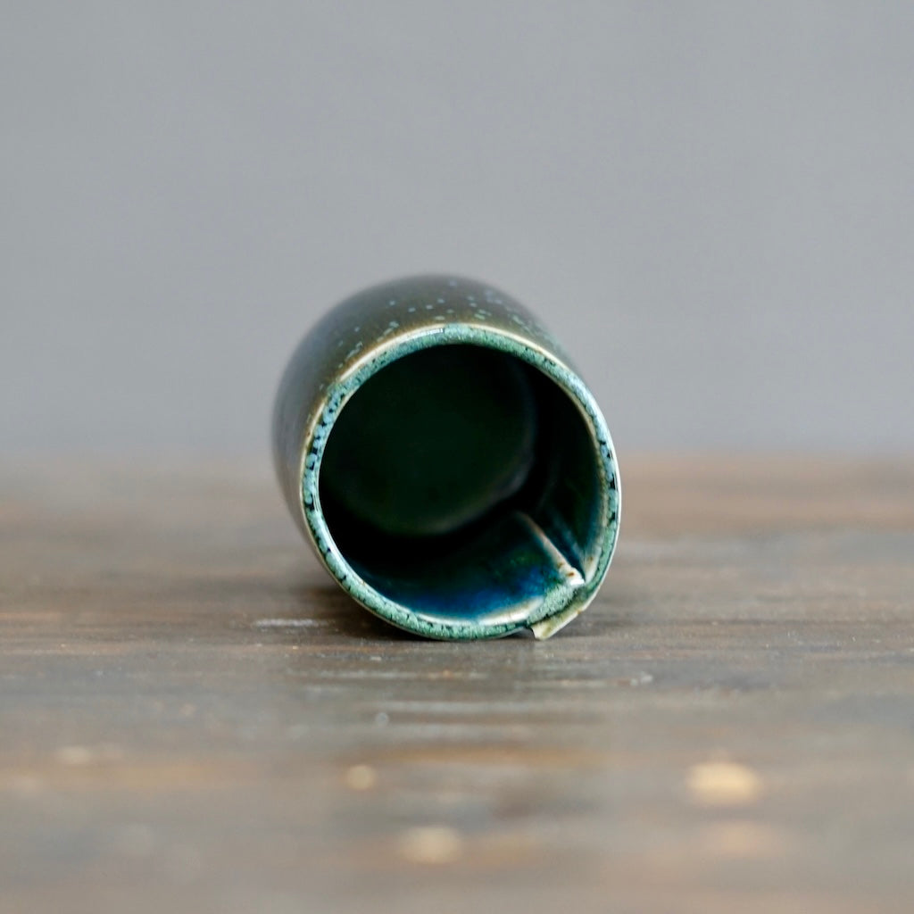 Wraps Blue Tenmoku Short Flower Vase #KY176