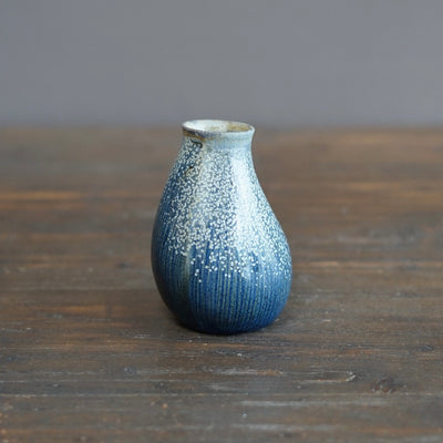 Blue Tenmoku Small Pod Flower Vase #KY178A