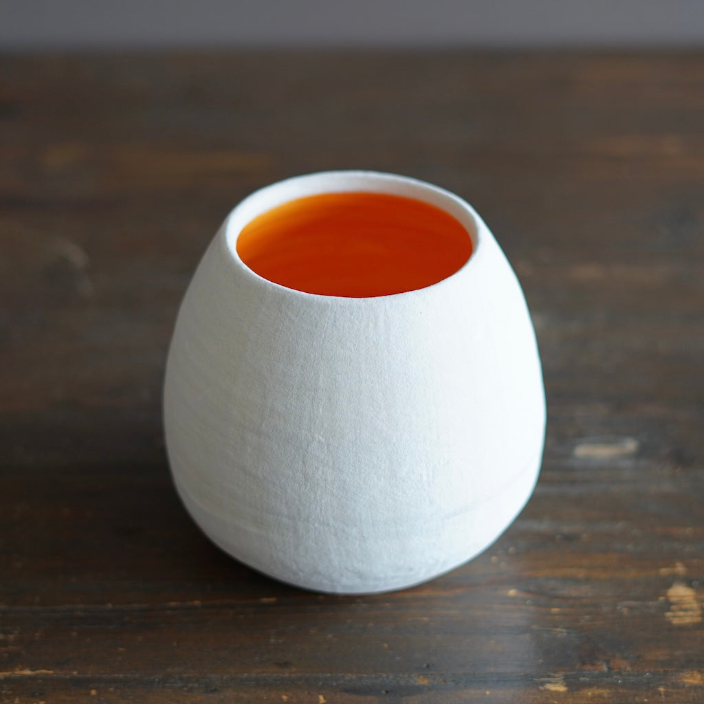 White / Orange Dino Vase #JT429A