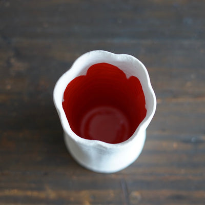 White / Orange Fluted Flower Vase #JT431