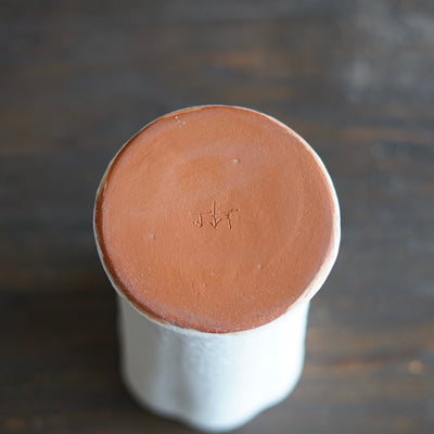 White / Orange Fluted Flower Vase #JT431