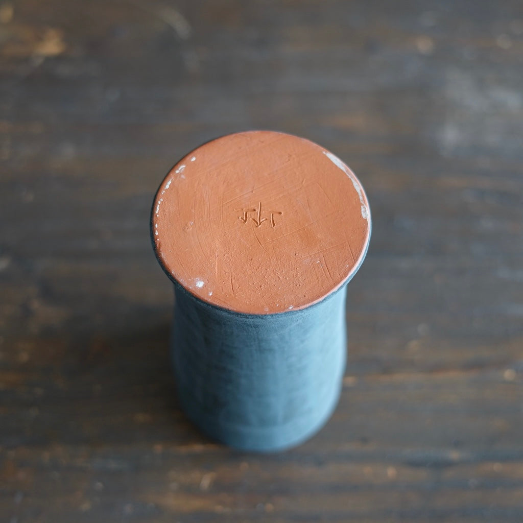 Slate Gray / Red Column Flower Vase #JT432