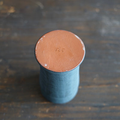 Slate Gray / Red Column Flower Vase #JT432