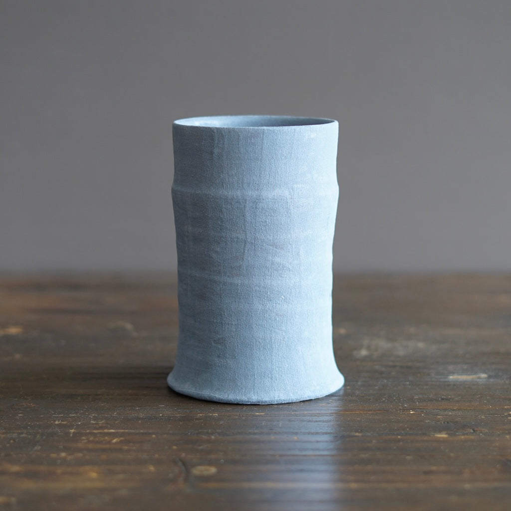 Robin's Egg / Red Column Flower Vase #JT433