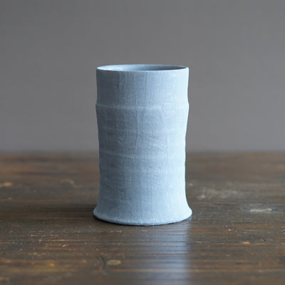 Robin's Egg / Red Column Flower Vase #JT433