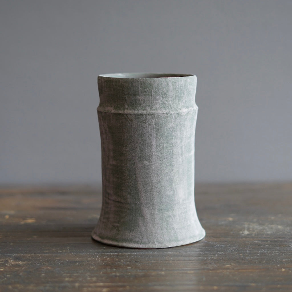 Olive Green / Orange Column Flower Vase #JT434D