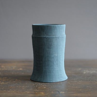Slate Gray / Orange Column Flower Vase #JT434F
