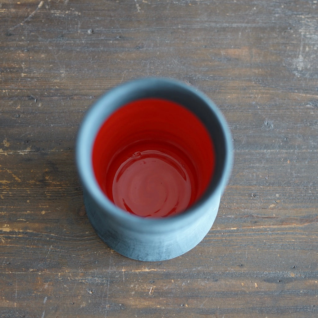 Slate Gray / Orange Column Flower Vase #JT434F