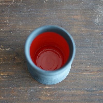 Slate Gray / Orange Column Flower Vase #JT434F