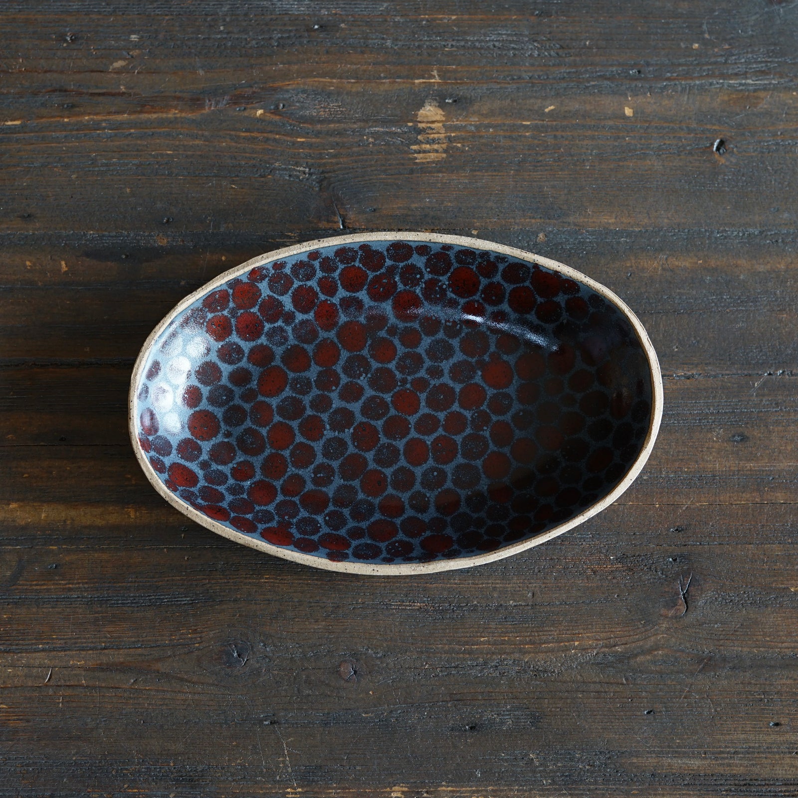 Red Dots Oval Dish #LK896A