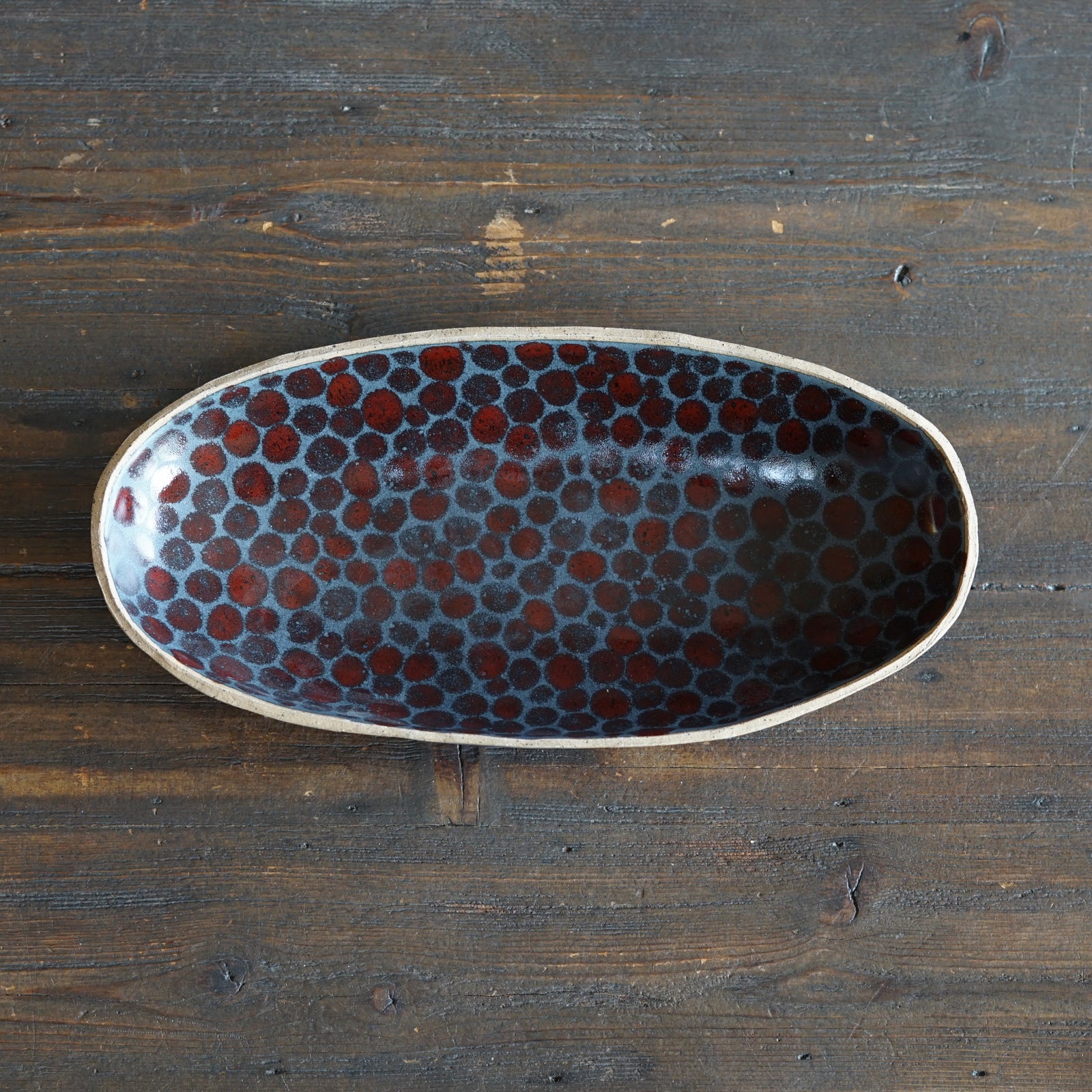 Red Dots Oval Dish #LK897