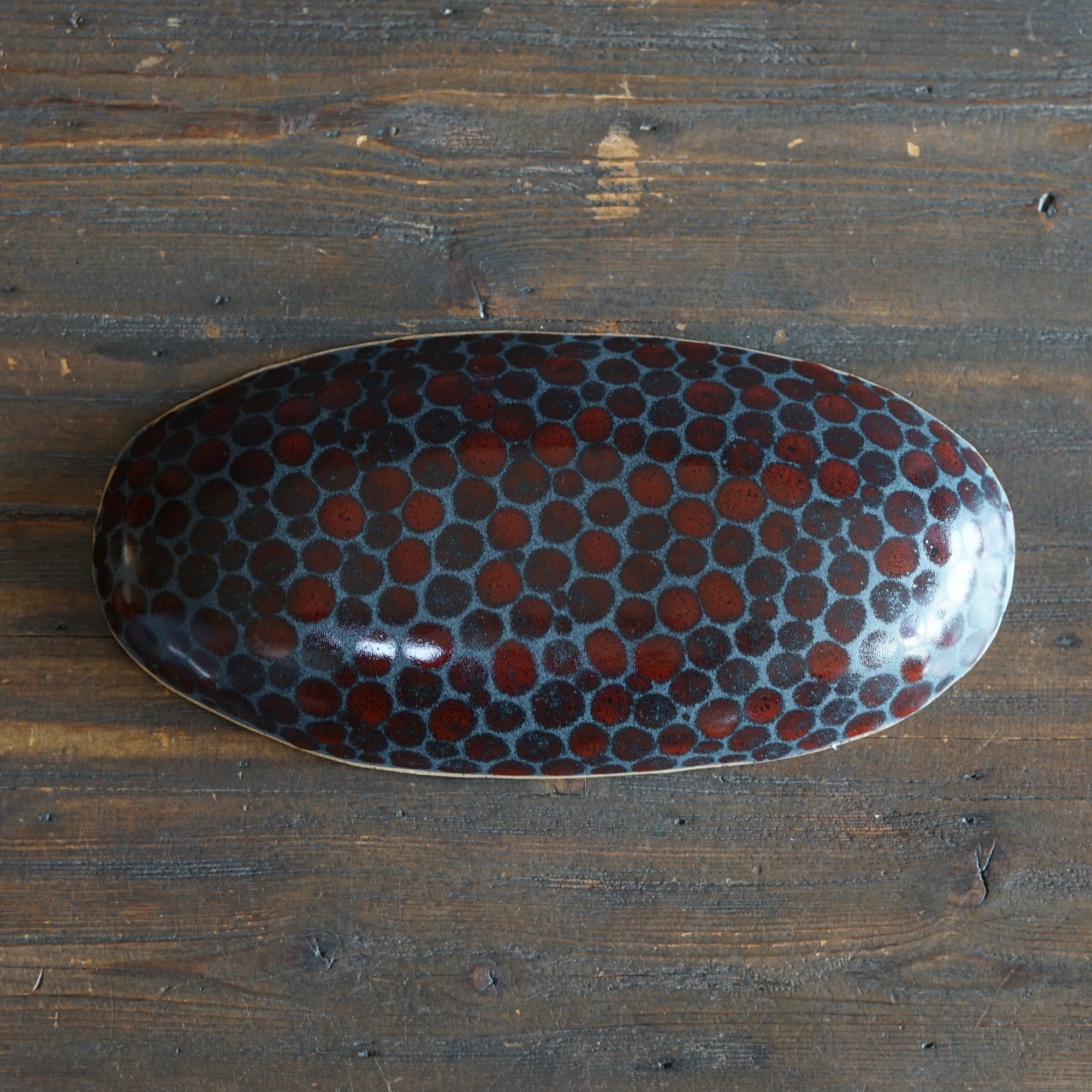 Red Dots Oval Dish #LK897